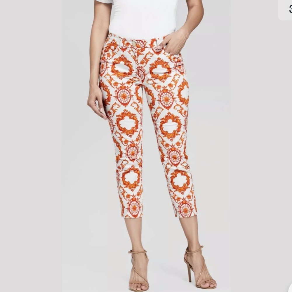 New Guess Marciano Picture Perfect Cropped Floral Pants M 8